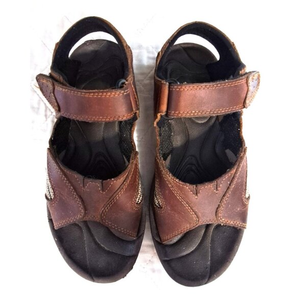 Sperry Top Sider Men's 7M Brown Leather Sandals Hook & Loop Closure - Picture 1 of 10